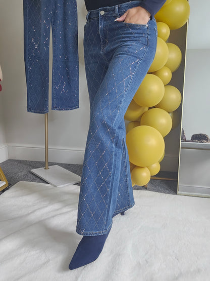 Dallas Diamante/Crystal Jeans - Stonewashed (choose your Size)
