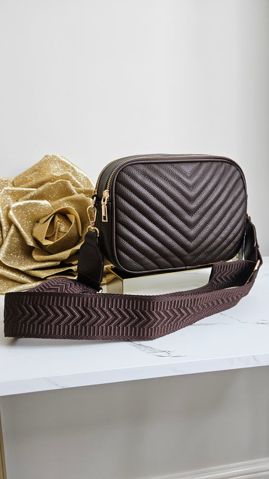 Charlotte Quilted Bag - Chocolate (Gold Tone)