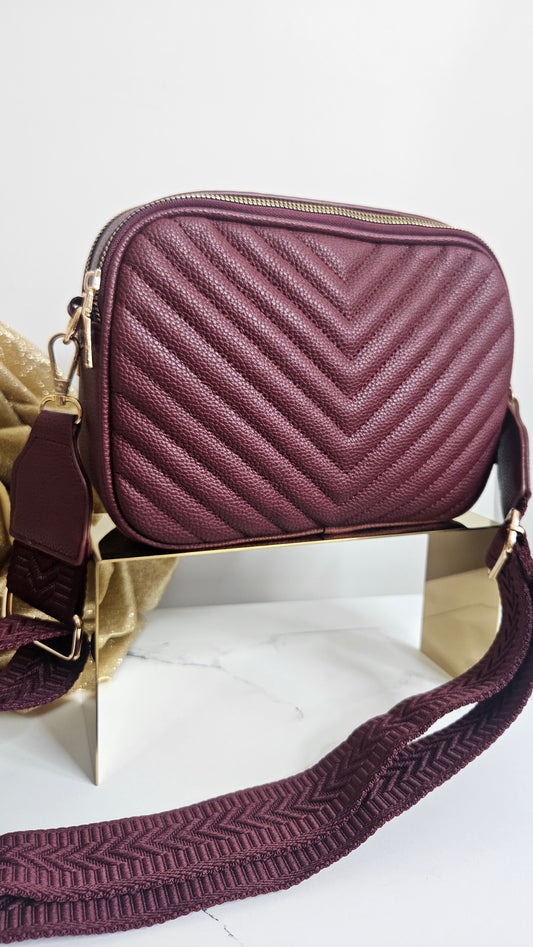 Charlotte Quilted Bag - Wine (Gold Tone)