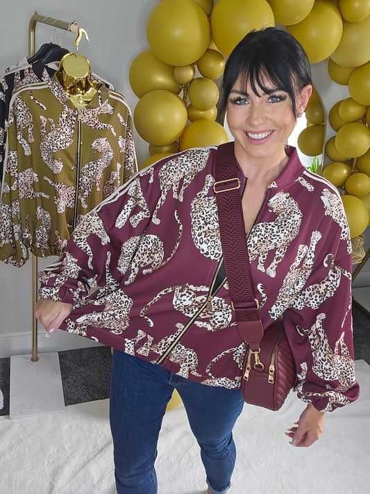 Liza Leopard Bomber Jacket - choose your colour (Oversized - fits 10 to Size 18)