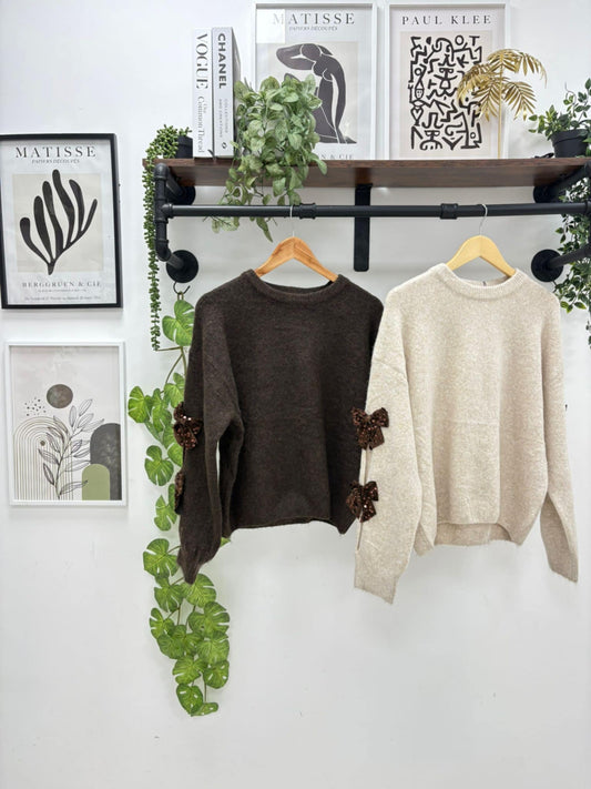 Belinda Bow Jumper - Cream