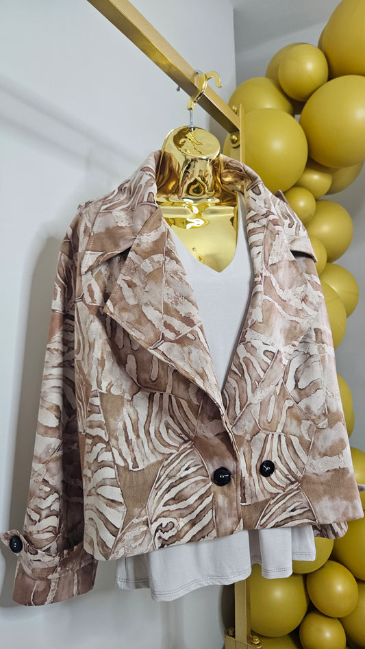 Suzie Suedette Biker Jacket (Loose Fit, fits from Size 12 up to Size 18) - Cream