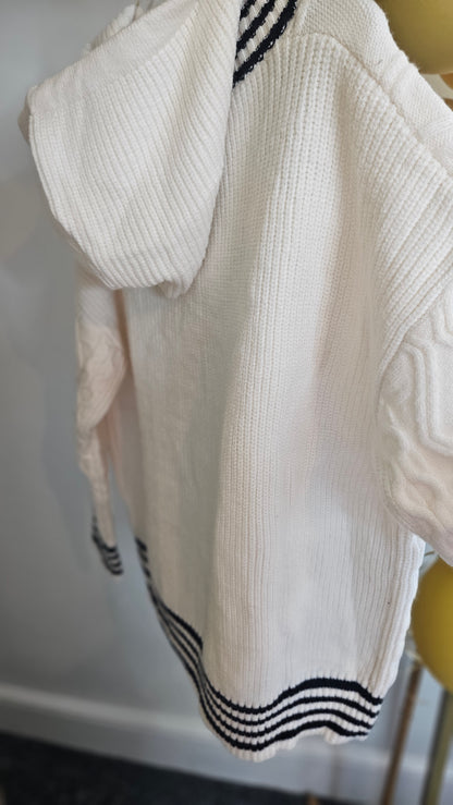 Callie Cable Hoodie with Denim - One Size - fits from Size 12 up to Size 18