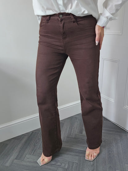 My Tina's Premium Wide Leg Jeans  - Chocolate (choose your Size)